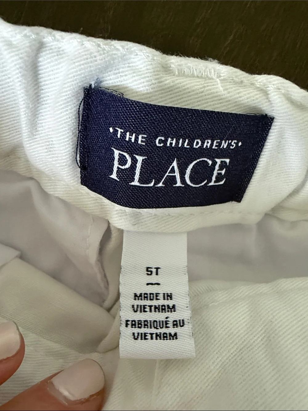 The Children's Place White Cotton Shorts with Navy Striped Belt